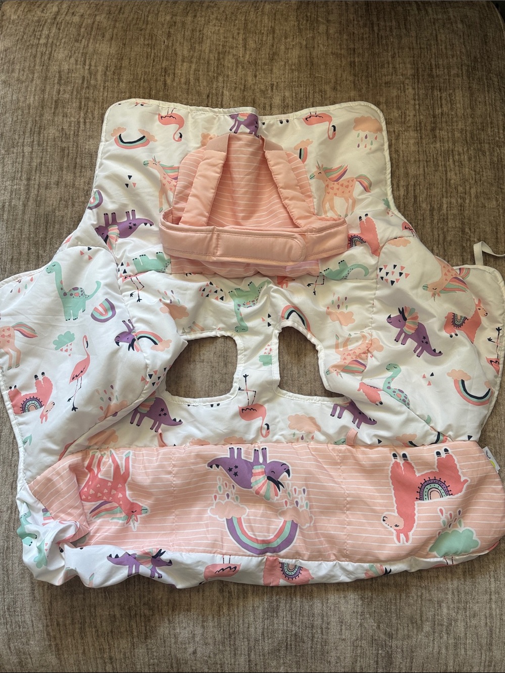 Pastel Unicorn & Flamingo Infant Seat Cover in Pink and White